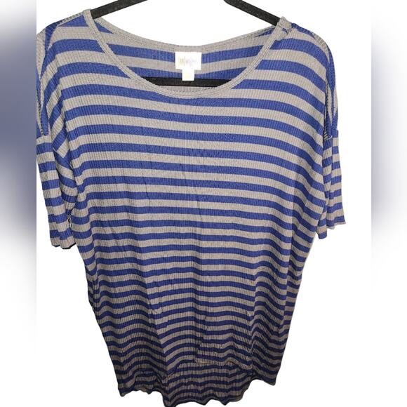 LuLaRoe‎ Irma NWT Blue and Gray Ribbed Tunic Top Size XXS - Picture 1 of 7